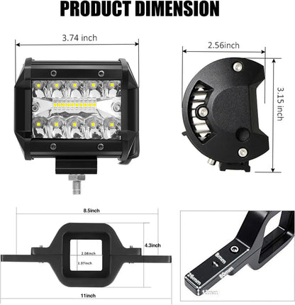 4 Inch 60W LED Pods with Tow Hitch Mounting Bracket