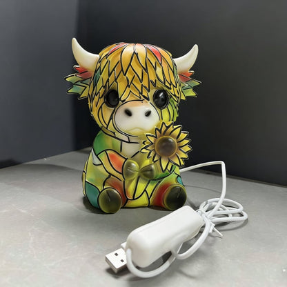🌻Mother's Day Sale 49% OFF- 🐮Creative Highland Cow  Sunflower LED Night Light