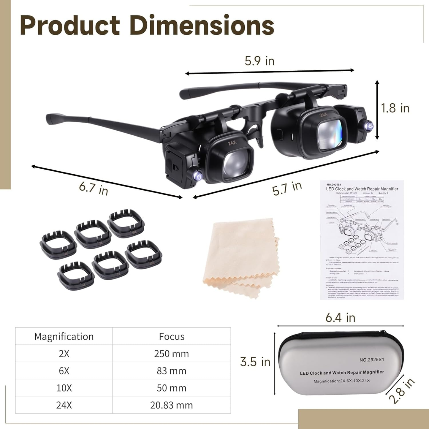 2X–24X LED Head Magnifier – Hands-Free Precision Work