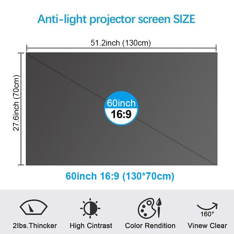 Anti-Light 4K Projector Screen (16:9)🎥✨