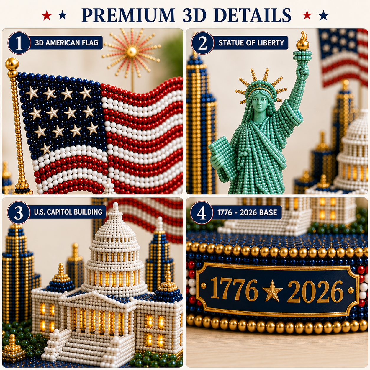💙US America 250th Anniversary 3D Beaded DIY Kit