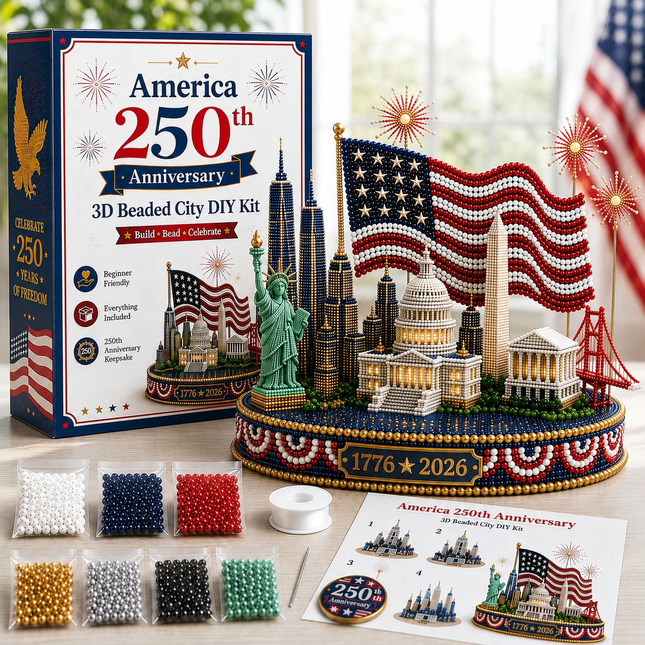 💙US America 250th Anniversary 3D Beaded DIY Kit