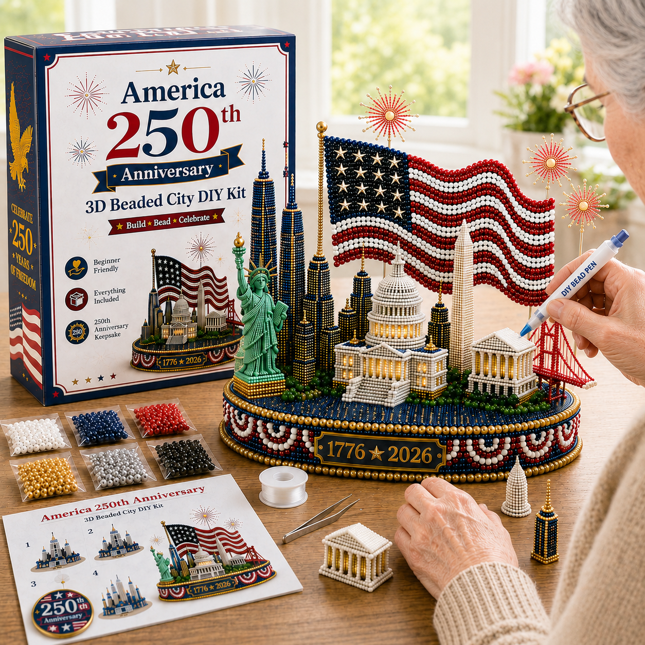 💙US America 250th Anniversary 3D Beaded DIY Kit