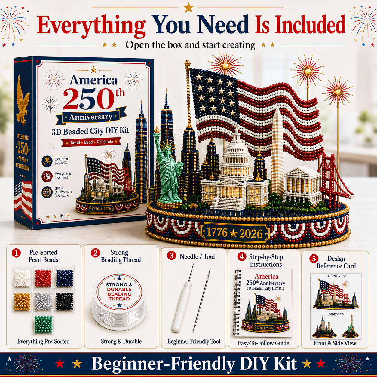 💙US America 250th Anniversary 3D Beaded DIY Kit