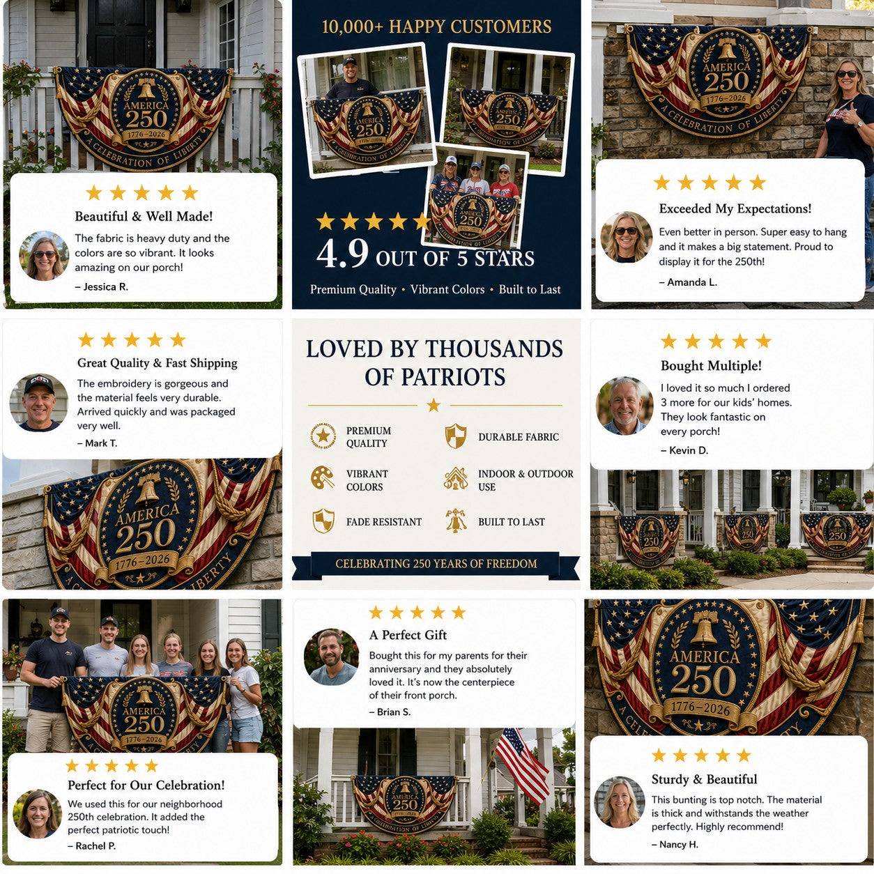 🇺🇸America 250 Fan Bunting Flag