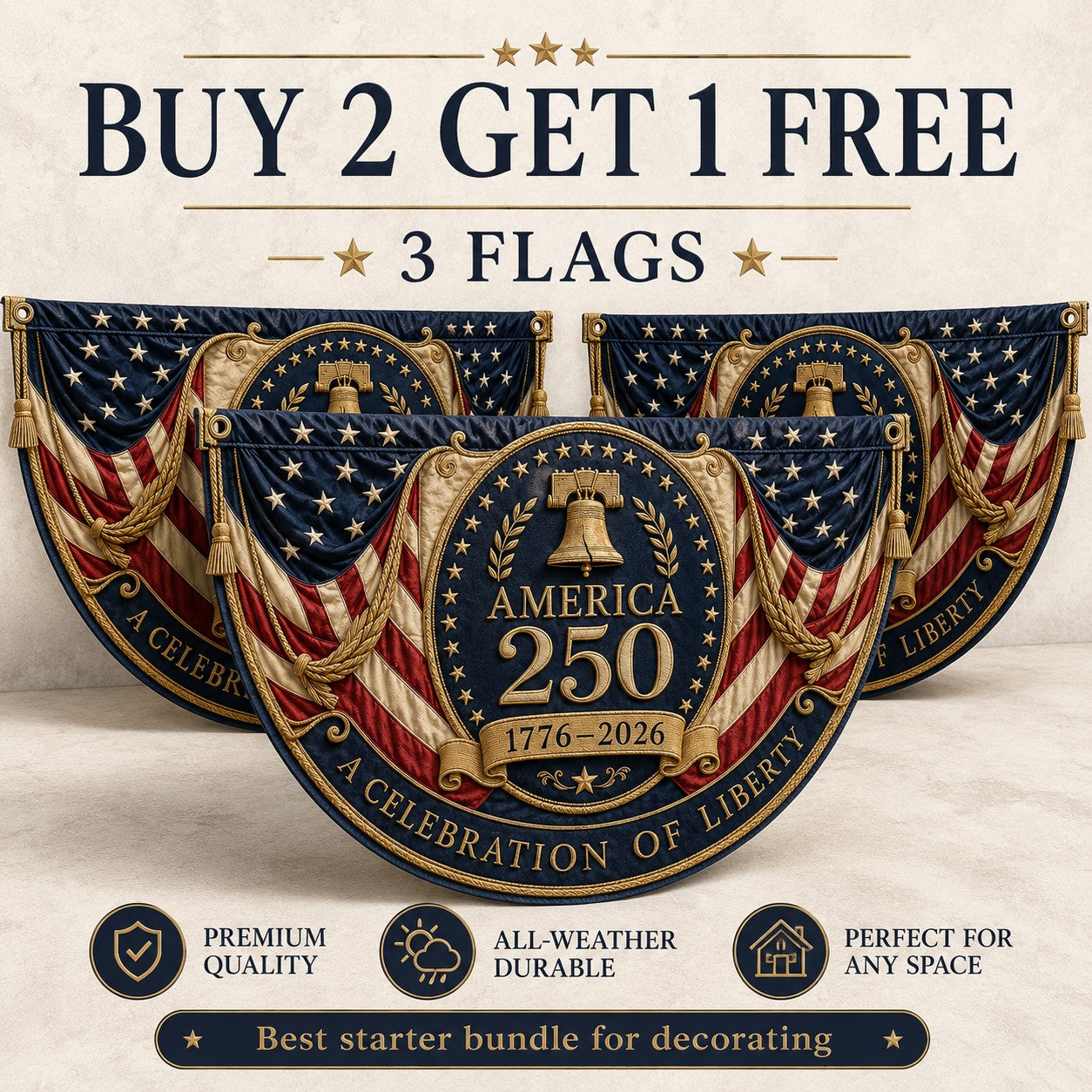 🇺🇸America 250 Fan Bunting Flag