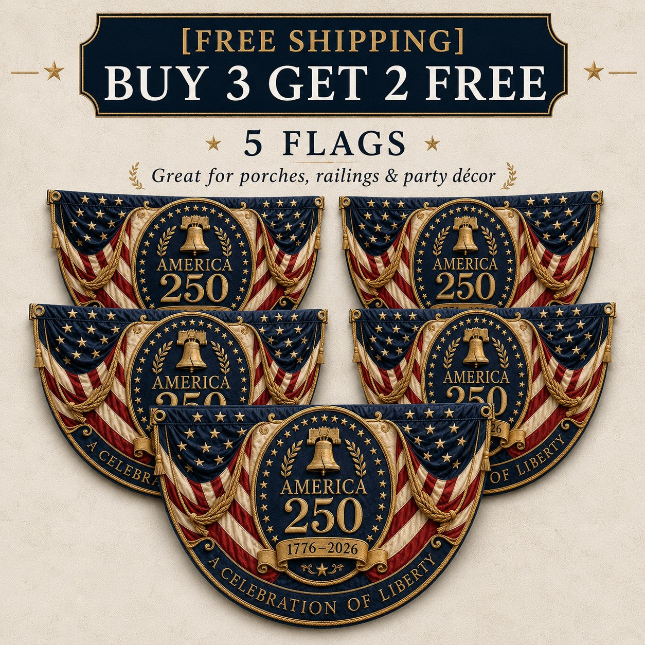 🇺🇸America 250 Fan Bunting Flag