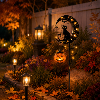 🎃Solar Halloween Black Cat Garden Stake Light