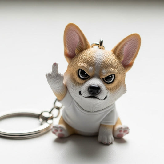 Middle Finger Pup Keychain