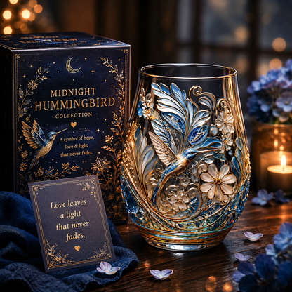Handcrafted Bird & Floral Art Glass Tumbler