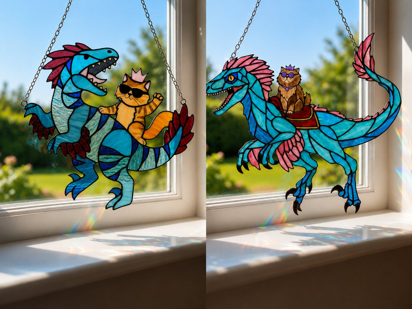 🔥Last Day 50% OFF – 🐉🐱  Stained Glass Suncatcher ✨