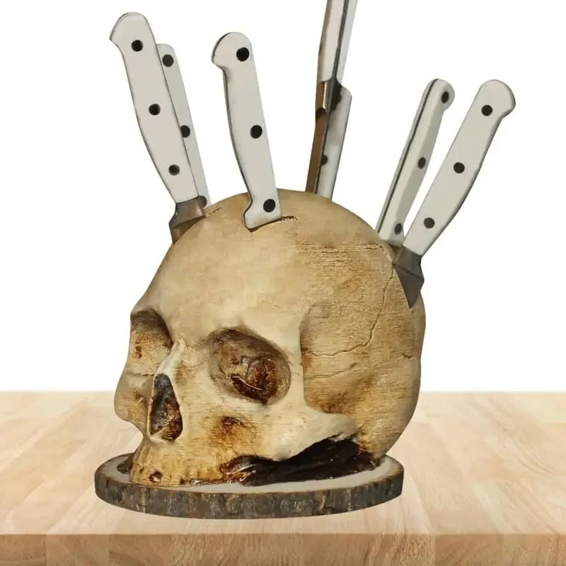 🏆 Best seller - ☠️Gothic Skull Knife Holder✨
