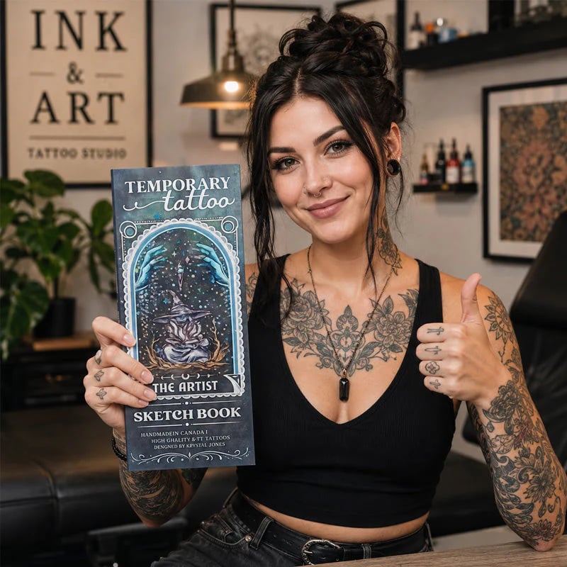 🎨✨Temporary Tattoo Sketchbook – 🌈📔Tattoo Design Drawing Book