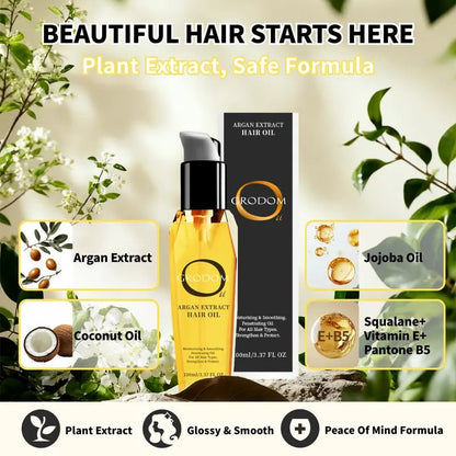 [GRODOM]Argan Extract Hair Oil - 100% Pure, Raw & Natural Blend with Coconut Oil | No Grease, All Glow | Balance Scalp Sebum | Nourish Hair Follicles,Enriched With Rosemary Oil-Effortlessbeauty-Scalphealth