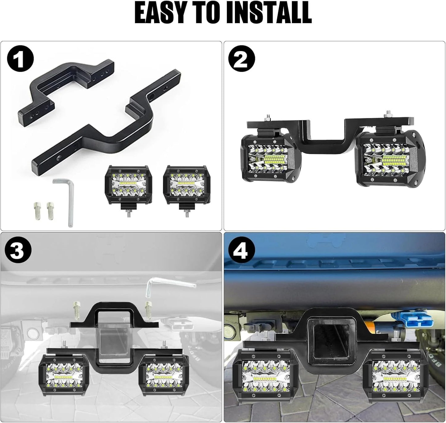 4 Inch 60W LED Pods with Tow Hitch Mounting Bracket