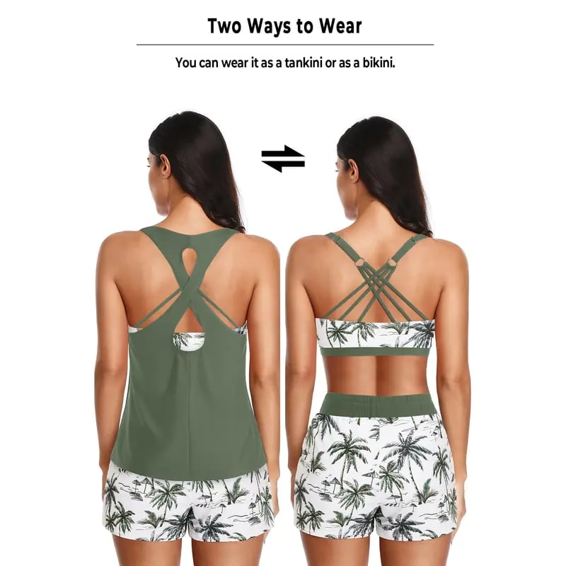 🔥Aqua Eve Three Piece Tankini with Shorts🩱