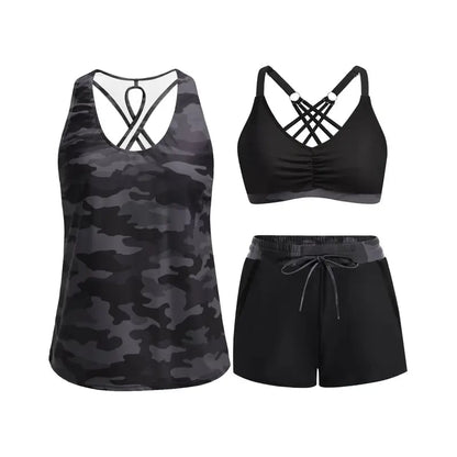 🔥Aqua Eve Three Piece Tankini with Shorts🩱