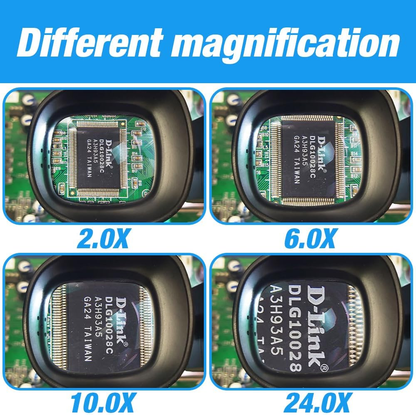 2X–24X LED Head Magnifier – Hands-Free Precision Work