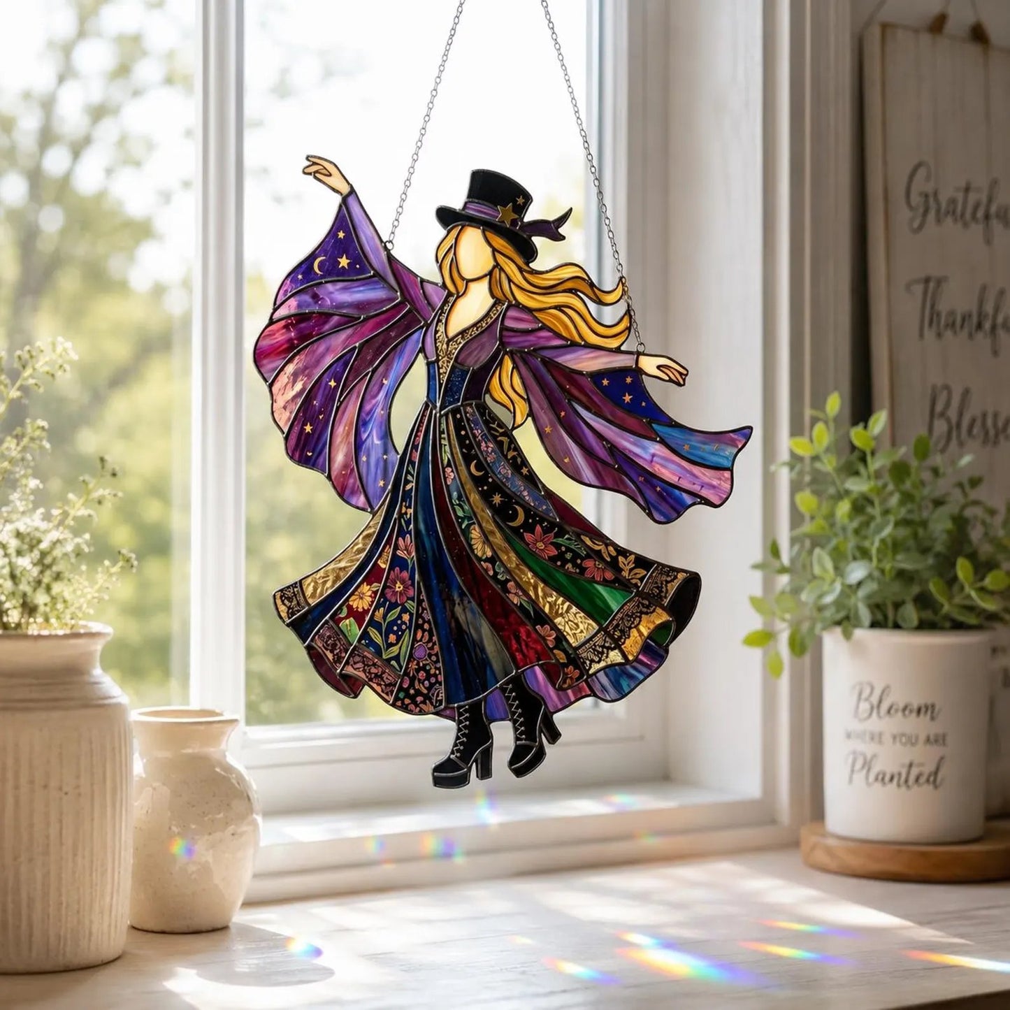 💥LAST DAY 57% OFF - 💃Stevie Nicks🤘Handmade Stained Glass Spinner