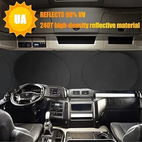Semi-Trailer Sunshade for Full Windshield and Side Windows