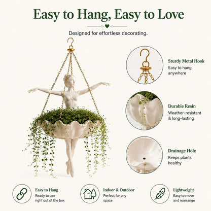 🎁🎉Only $25.99 This Week🎉💃 Ballet Dancer Hanging Planter– 🌿Elegant Garden Decor for Porch & Patio