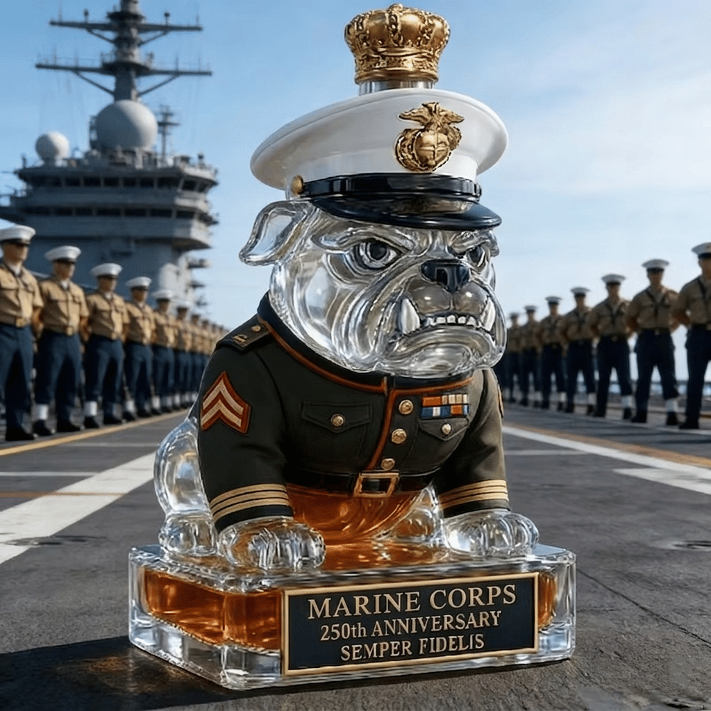 👑 Marine Corps The 250th Anniversary Devil Dog Whiskey Bottle