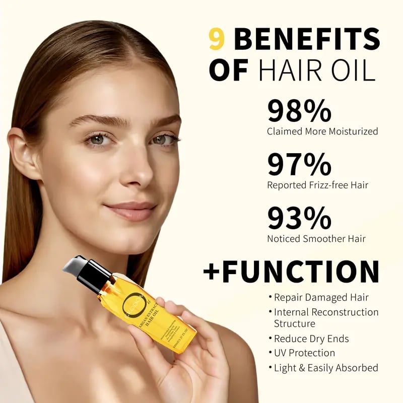 [GRODOM]Argan Extract Hair Oil - 100% Pure, Raw & Natural Blend with Coconut Oil | No Grease, All Glow | Balance Scalp Sebum | Nourish Hair Follicles,Enriched With Rosemary Oil-Effortlessbeauty-Scalphealth