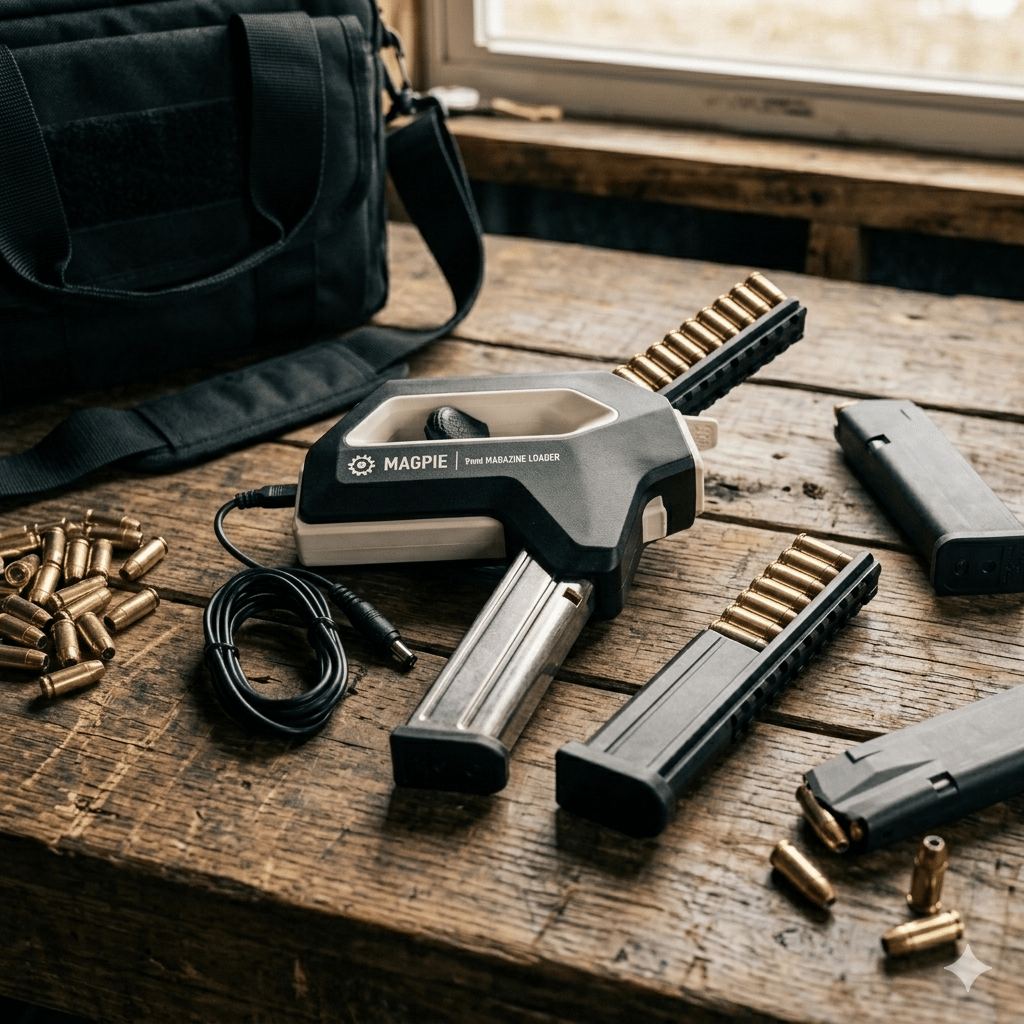 Automatic handheld 9mm magazine loader