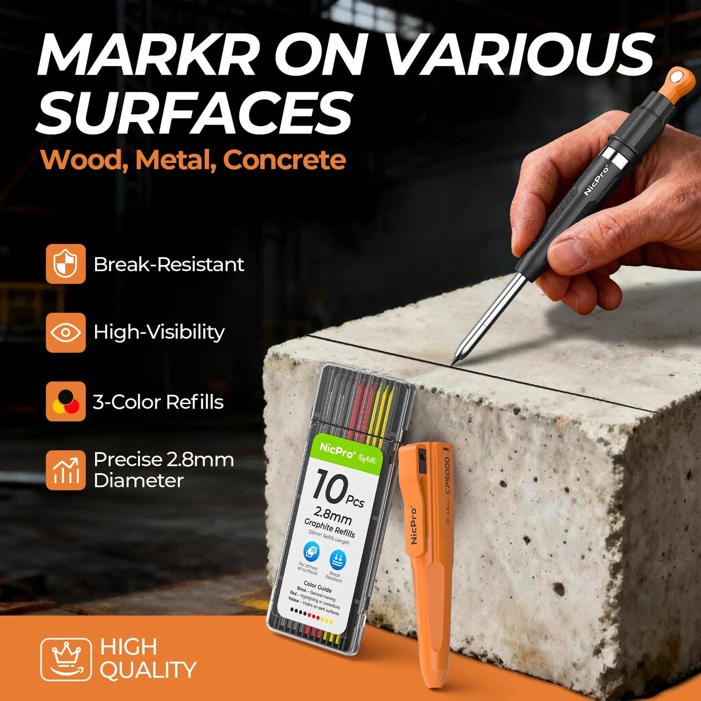 ✍️7-In-1 Nicpro Carpenter Pencils with Sharpener