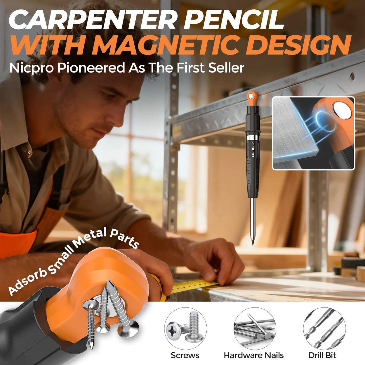 ✍️7-In-1 Nicpro Carpenter Pencils with Sharpener