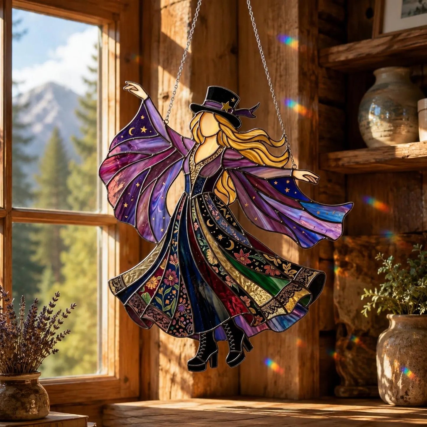 💥LAST DAY 57% OFF - 💃Stevie Nicks🤘Handmade Stained Glass Spinner