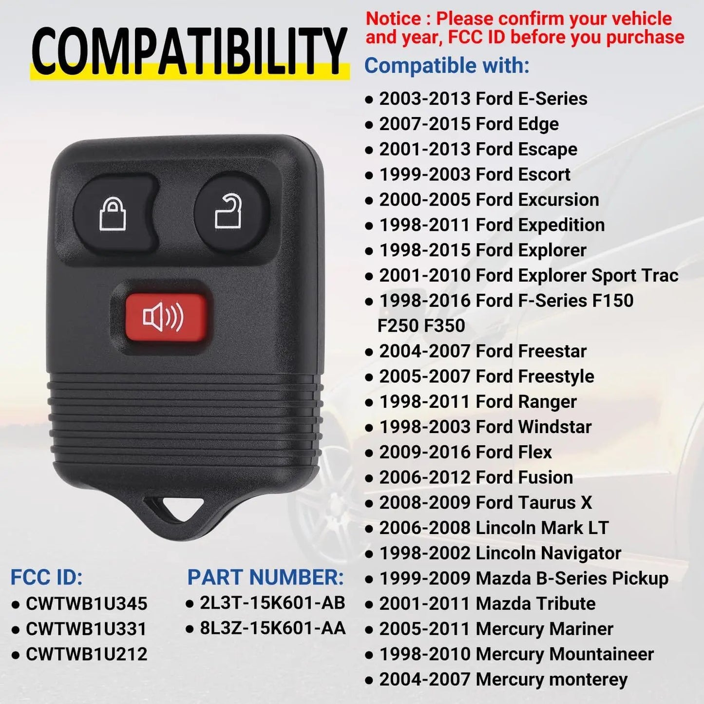 Car Keyless Entry Remote Key Fob Replacement