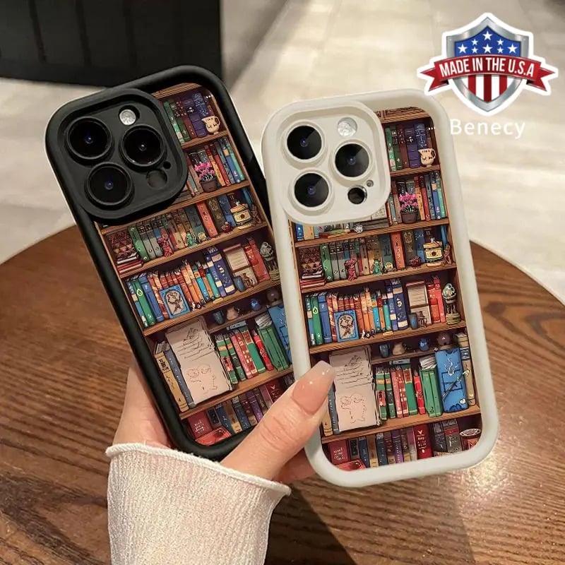 🔥LAST DAY 49% OFF📚Cartoon Bookshelf Pattern TPU Phone Case for iPhone