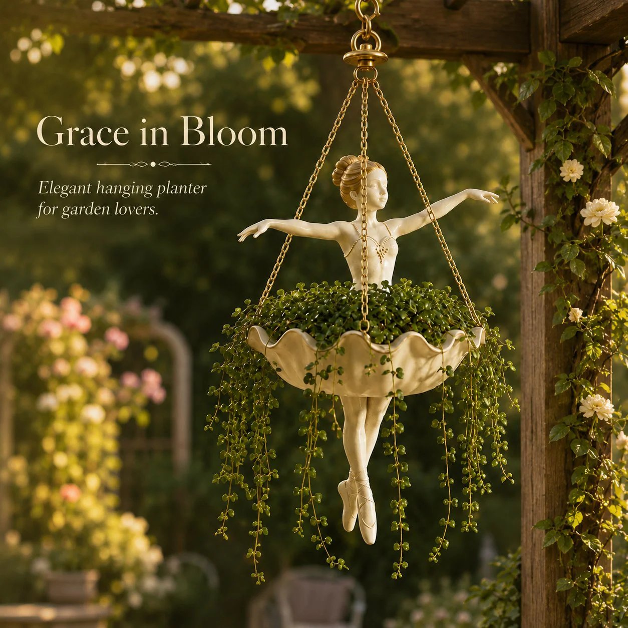 🎁🎉Only $25.99 This Week🎉💃 Ballet Dancer Hanging Planter– 🌿Elegant Garden Decor for Porch & Patio
